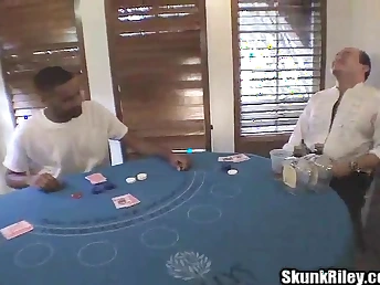 Kinky role play: Husband & Wifey deepthroating and fucking a blonde ebony slut, Shellacking Riley, who loves to suck and