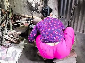 Desi Aunty gets her cock-squeezing backside ravaged in the kitchen by her super-naughty Indian step-bro