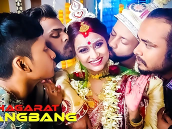 Desi Aunty gets her highly first-ever gang-bang with four Hubbies in Suhagarat ( Full Video)