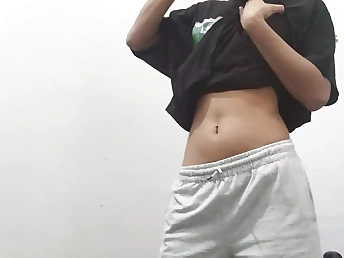 Indian teenie sprays while handballing and yelling while fisting and blasting from lonely village gal