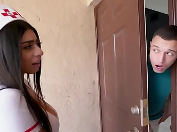 Violet Myers bangs a horny nurse who came to visit my parents - Big jugs mature action!