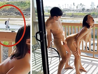 Watch Hailey Rose & Max Fills get their tight honeypots crammed and creamed in public