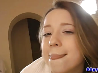 Super-fucking-hot youthfull honey in pantyhose blows elderly fellow's spunk-pump POINT OF glance point of glance