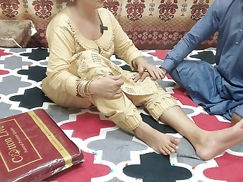 Desi Stepmom with natural tits fucks their way hubby's pal in doggy style while he watches in Hindi audio