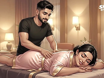 Office Aunty Priya seduced off out of one's mind young Masseur for a hardcore kneading fuck