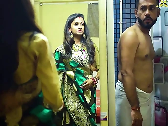 Desi Step Mom Pummels Wifey with Hard Cock while Observing FestVal