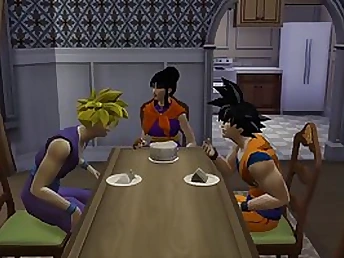 Toon boy Gohan is romping his finest mate buxomy progenitrix while he is sleeping be guided by to them