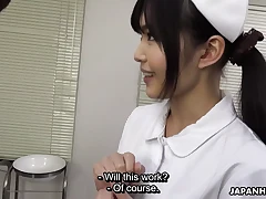 Dark-skinned-haired Asian mind-blowing lollipop deep-deep-throating nurse with a highly dirty mind about uniform,Shino Aoi wails in sheer enjoyment as a rock rock hard jizz-shotgun is put in her jaws and loves bj romp in the doctor's office.